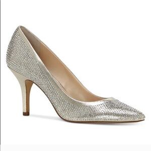 I.N.C. Zitah Rhinestone Pointed Toe Pumps silver